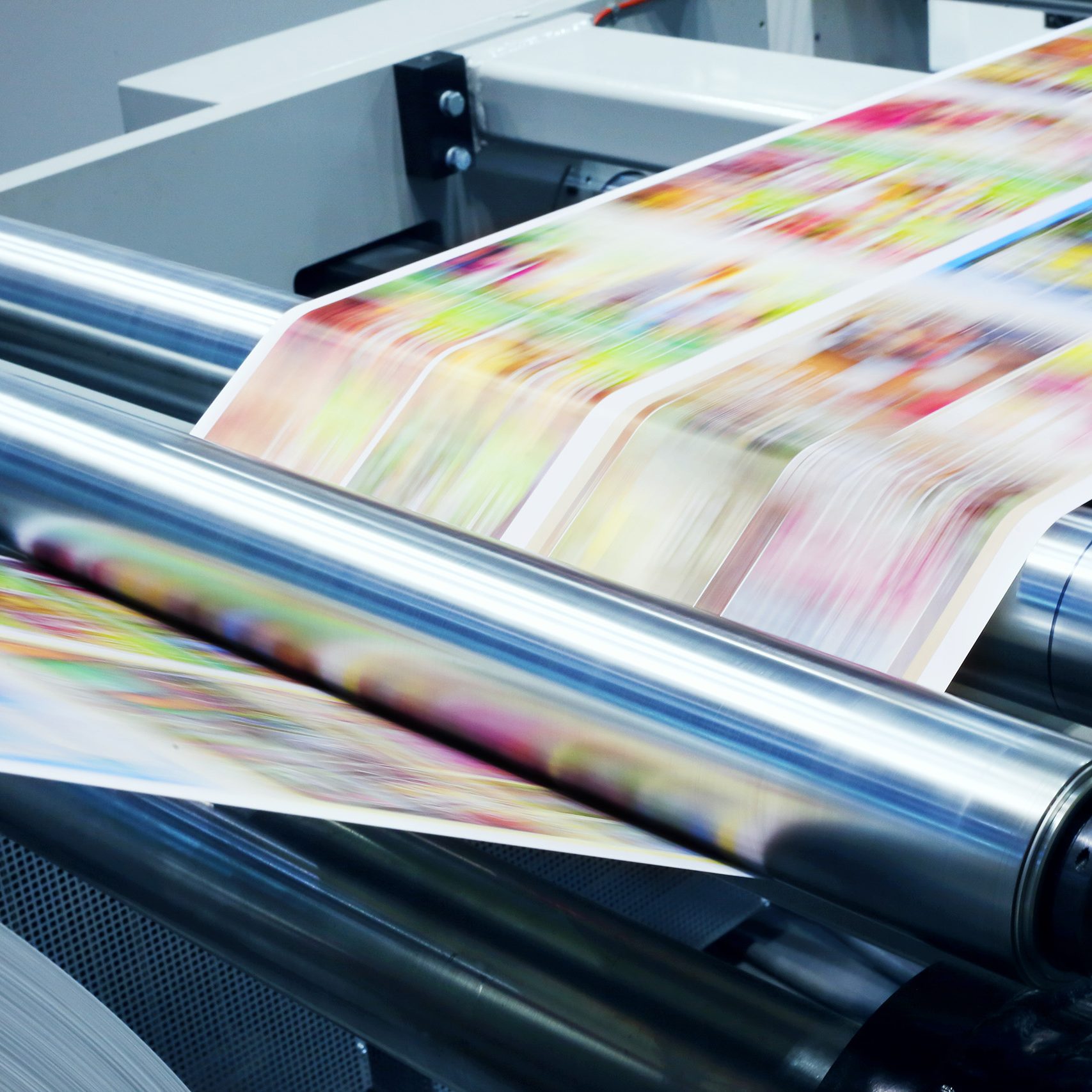 Detail od printing machine in printing plant
